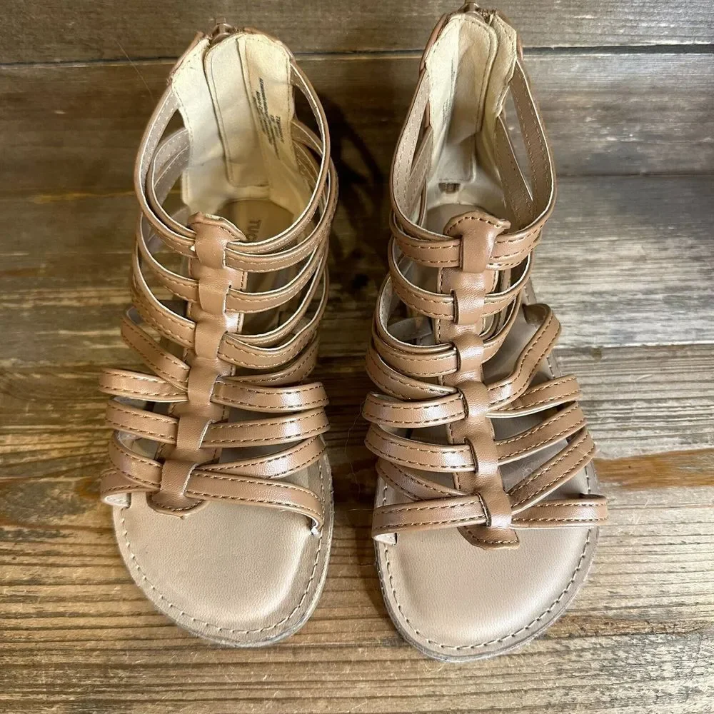 New Girls‎ Tucker & Tate Marissa Brown Faux Leather Gladiator Sandals Size 12 C